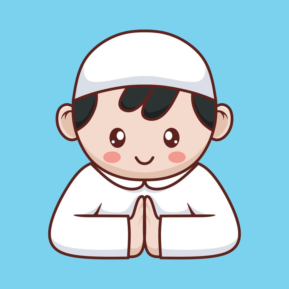 cute muslim character in ramadan vector