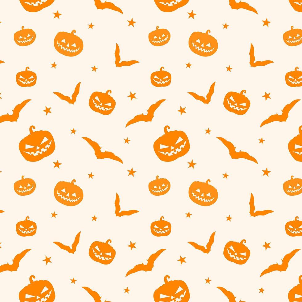 halloween seamless pattern with pumpkins and bats vector