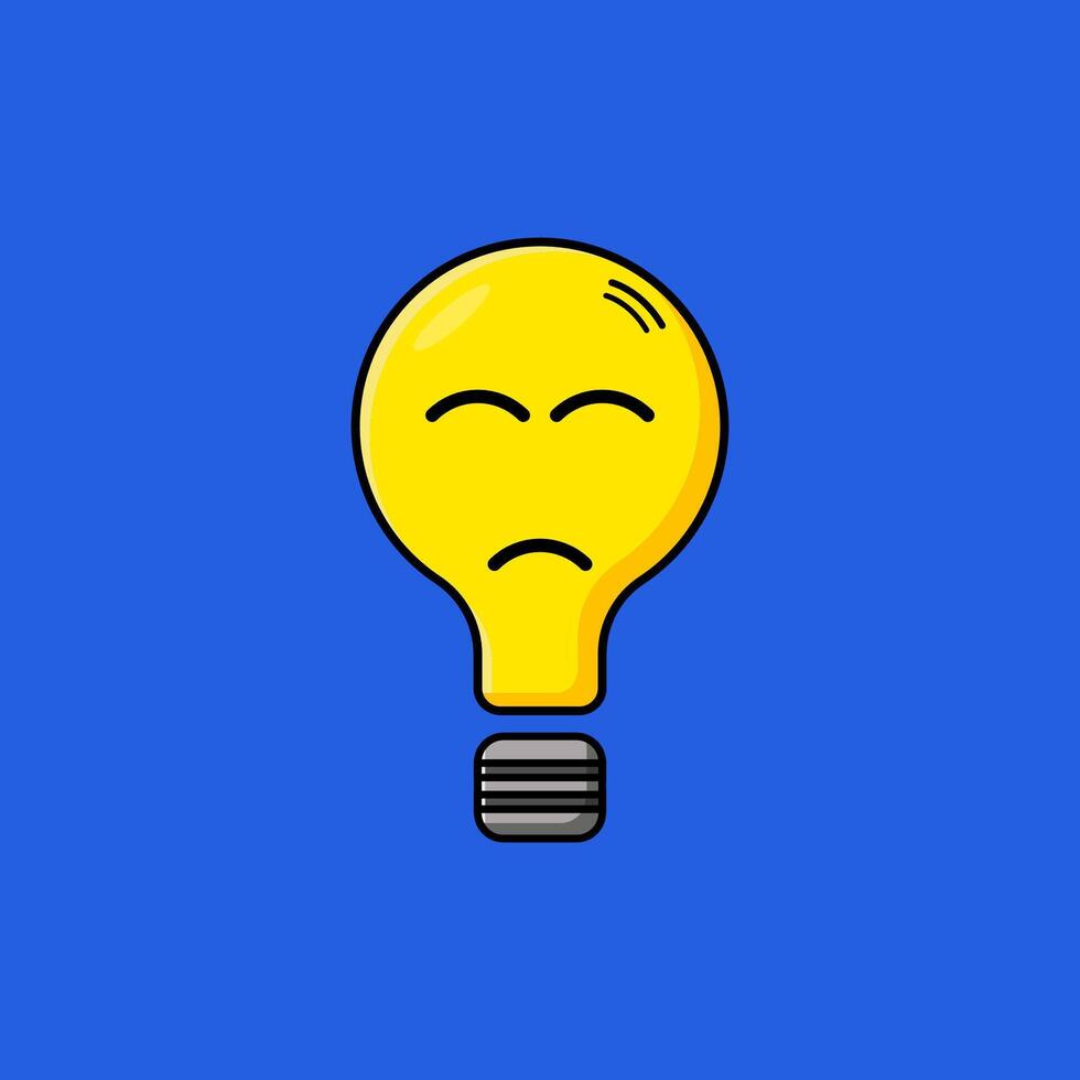 a cartoon light bulb with a sad face on it vector