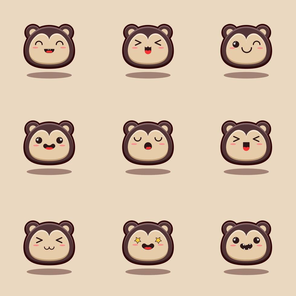 a set of different animal emoticons vector