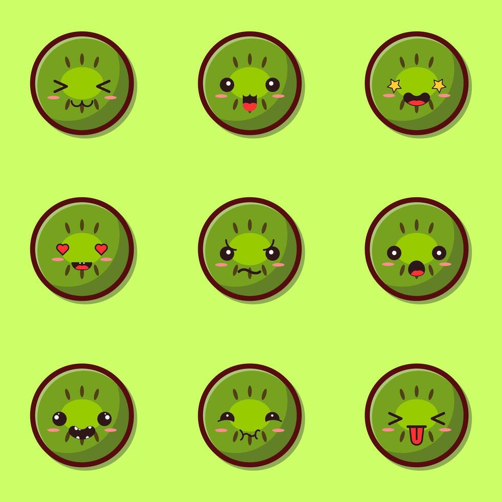 a set of green buttons with different expressions vector