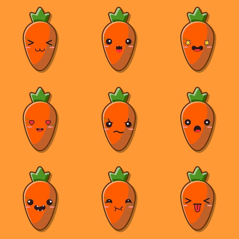 cartoon carrot set with different expressions vector
