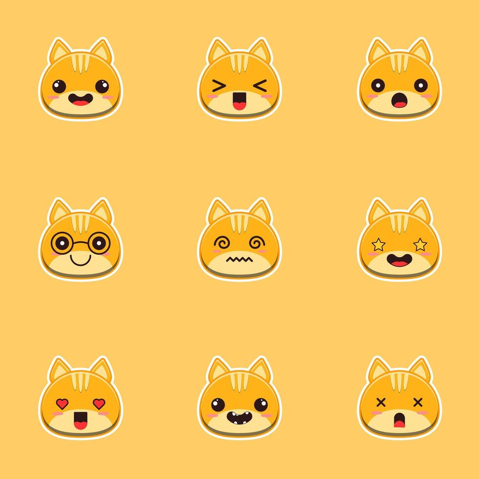 a set of different emoticons of cats vector
