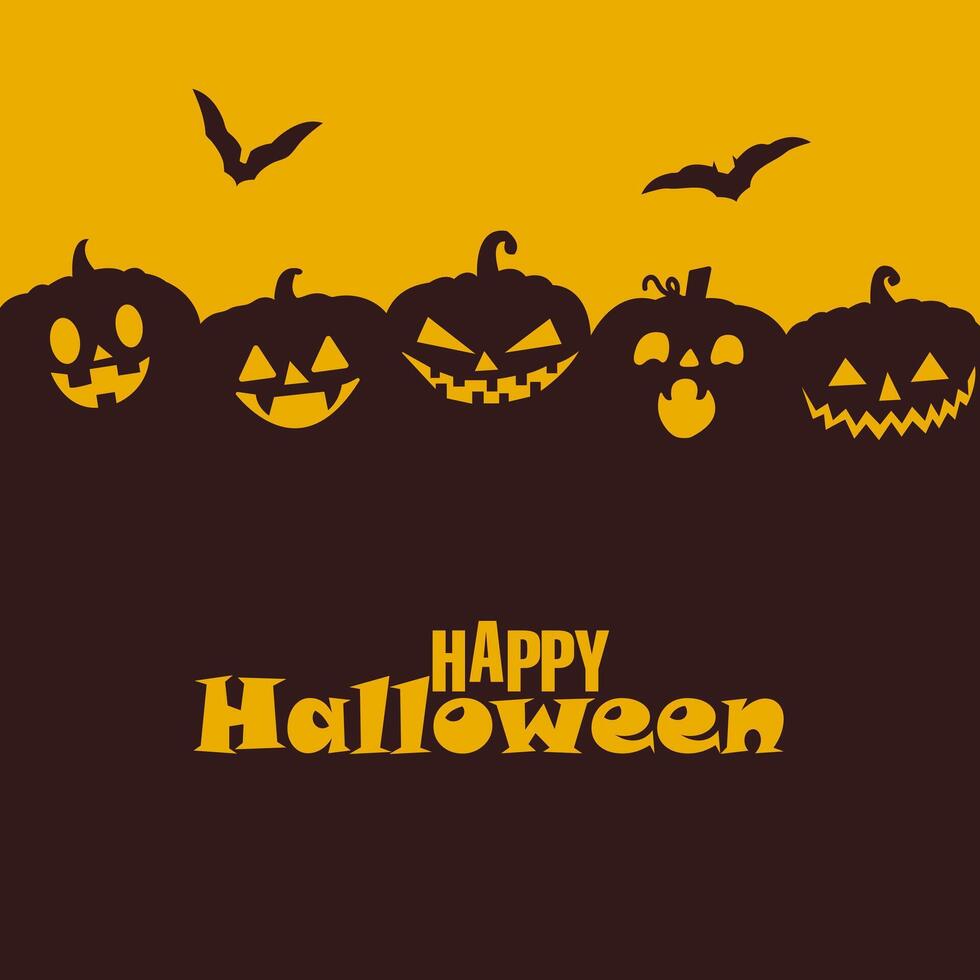 halloween pumpkins on a yellow background with the words happy halloween vector