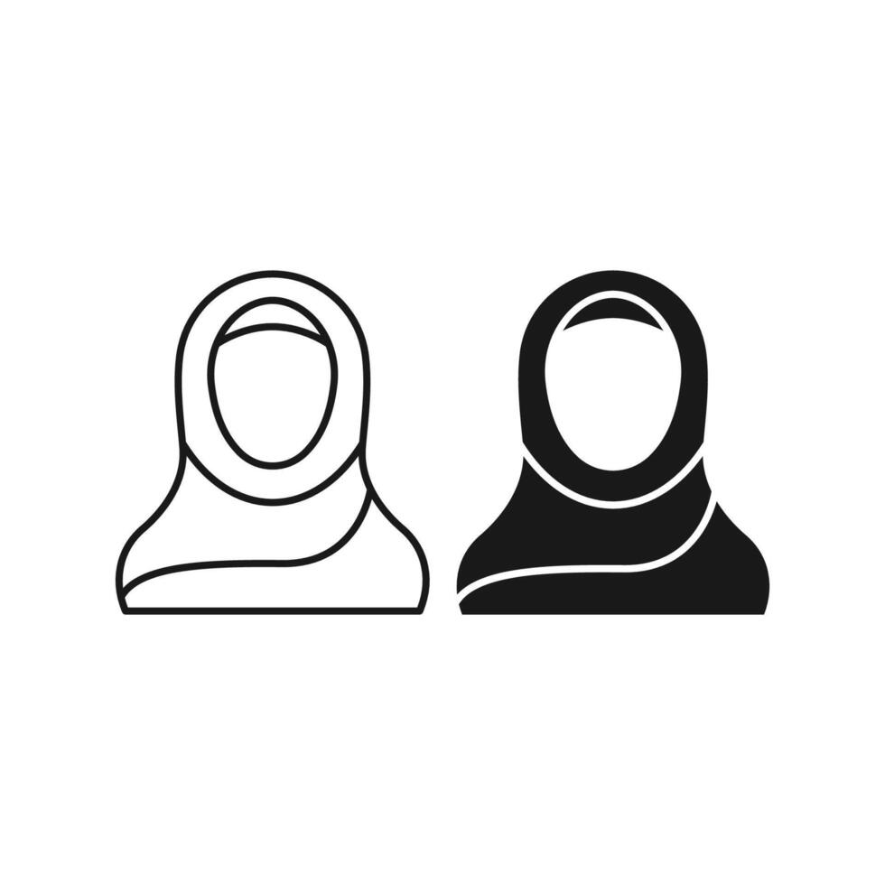 Woman wearing hijab line and glyph icon, arab girl and religion, muslim woman icon, graphics, editable stroke outline sign, eps 10 vector