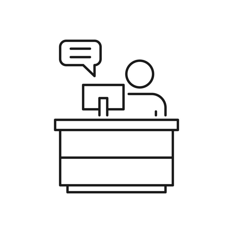 Reception desk business people icon simple line flat illustration vector