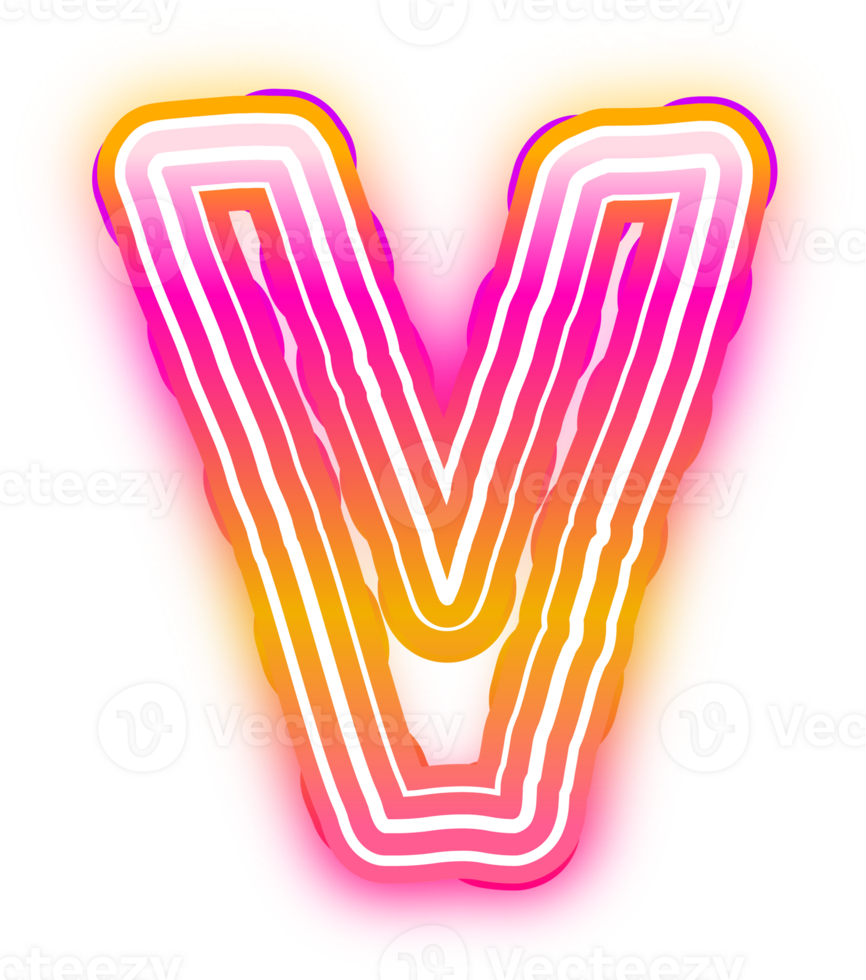 Gradient Neon Letter V png