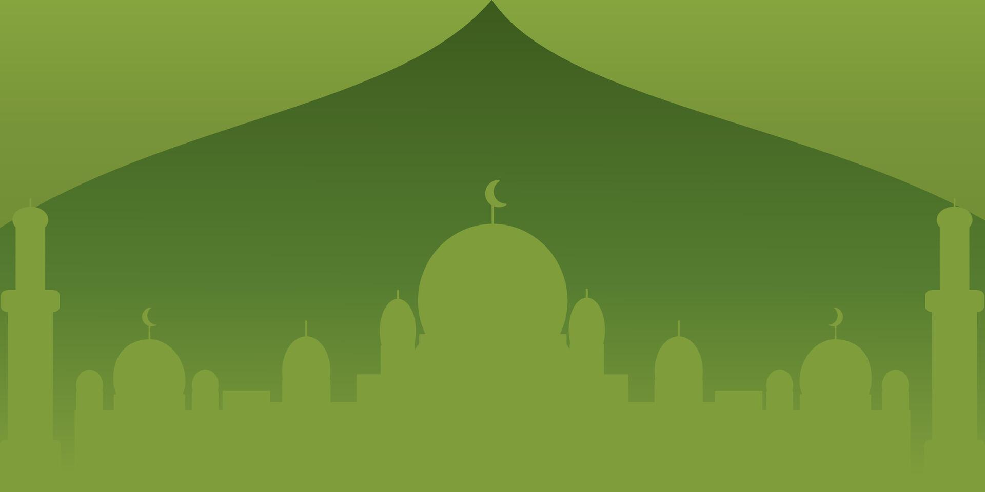 Islamic mosque background, green gradient silhouette vector