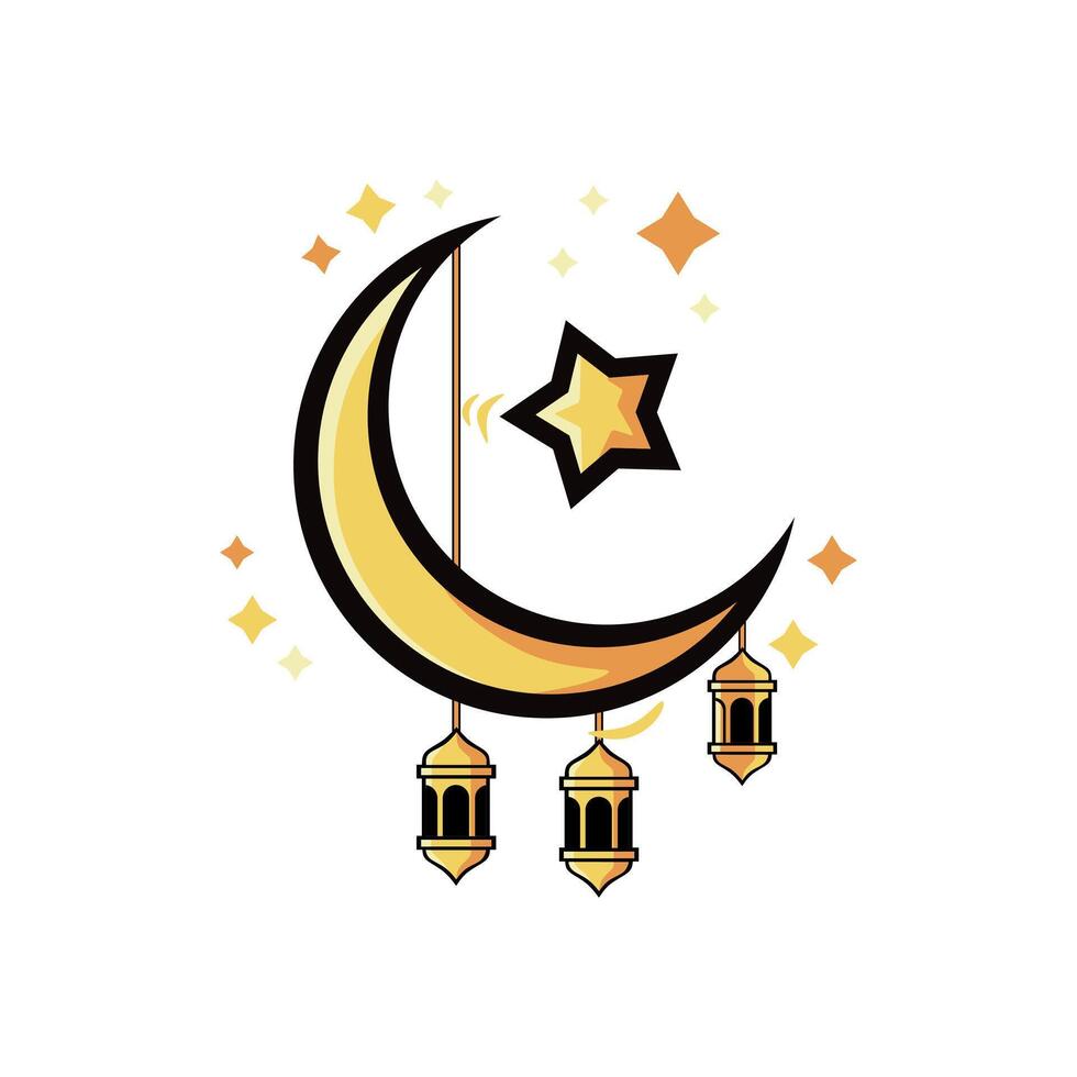 Islamic ramadan logo with crescent and stars vector