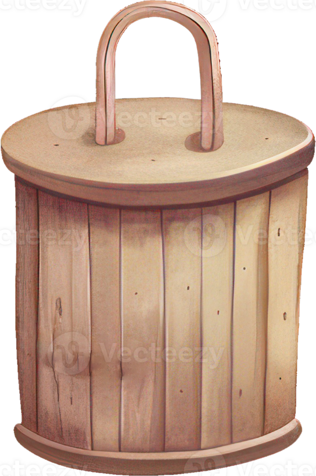 Trash bin watercolor hand drawn graphic png