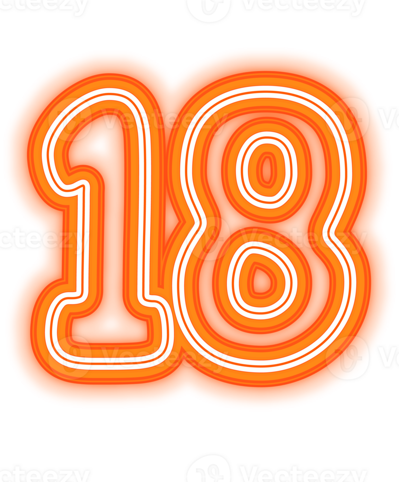 Neon Orange Number 18 png
