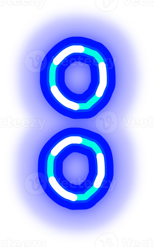 blue neon sign with two circles on it png