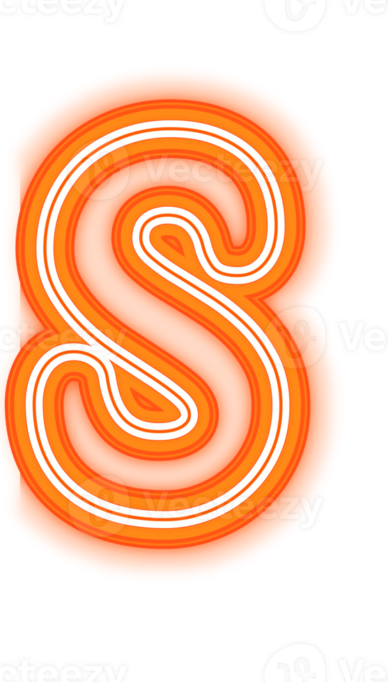 Neon Orange Alphabet Letter S png