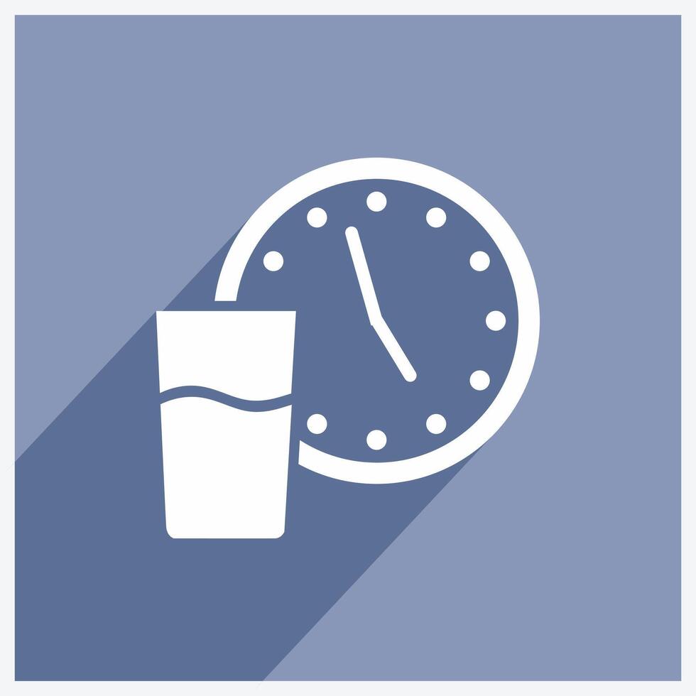 A clock and glass icon on a blue background vector