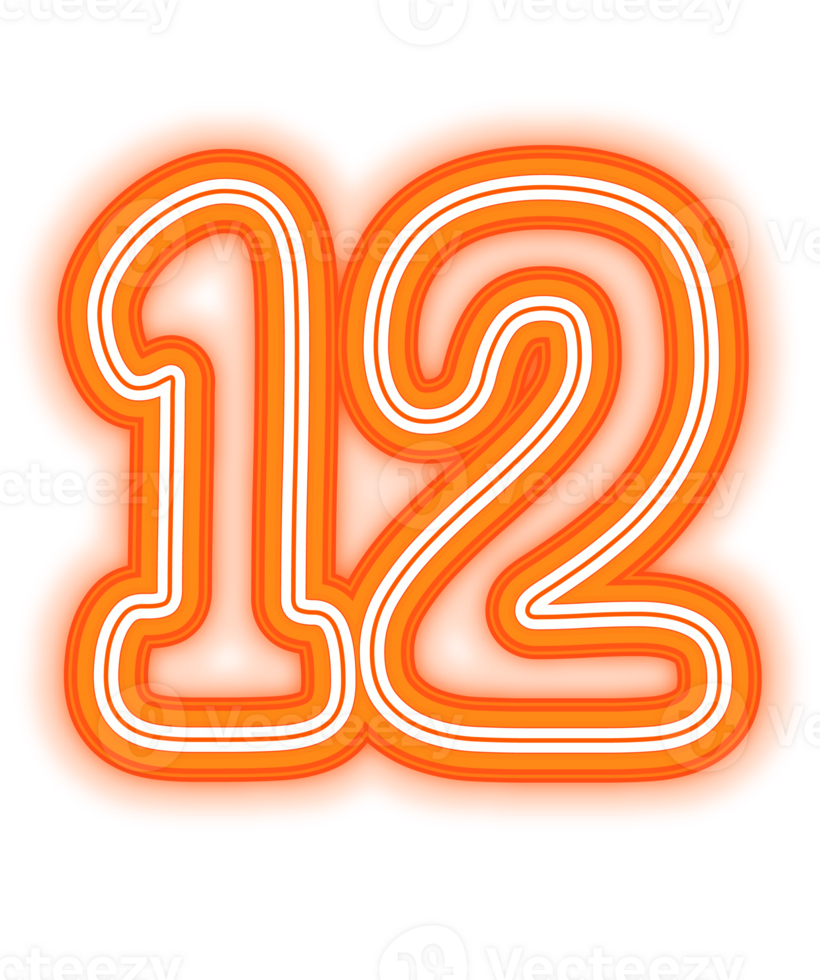Neon Orange Number 12 png