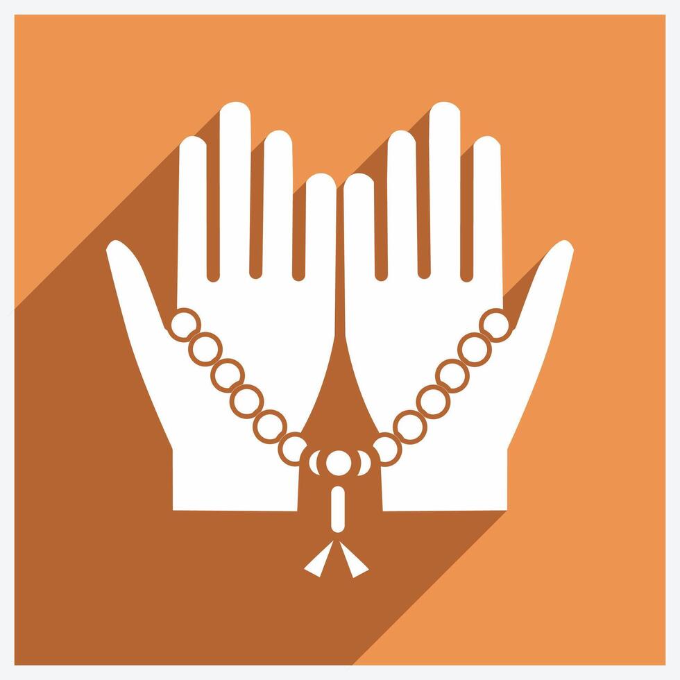 Praying hands icon with long shadow vector