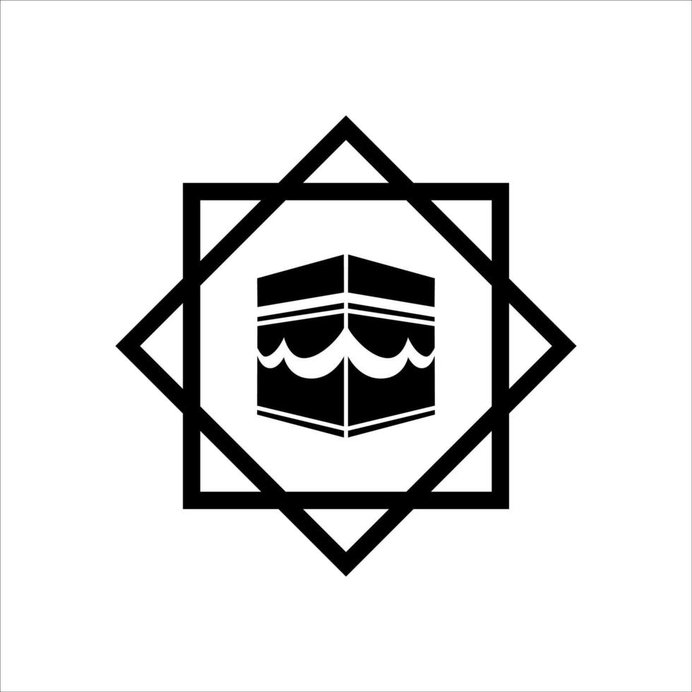 The kaaba in a square with a black and white background vector