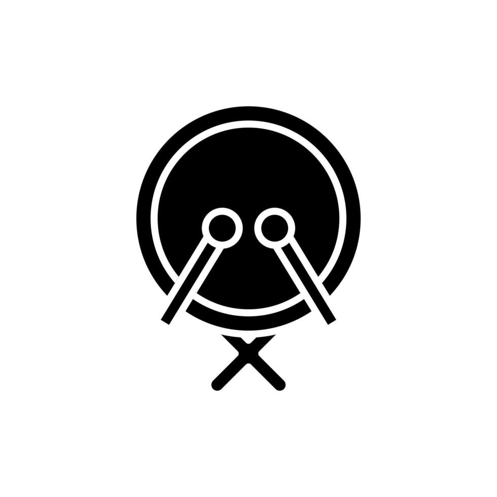 A black and white logo of a drum vector