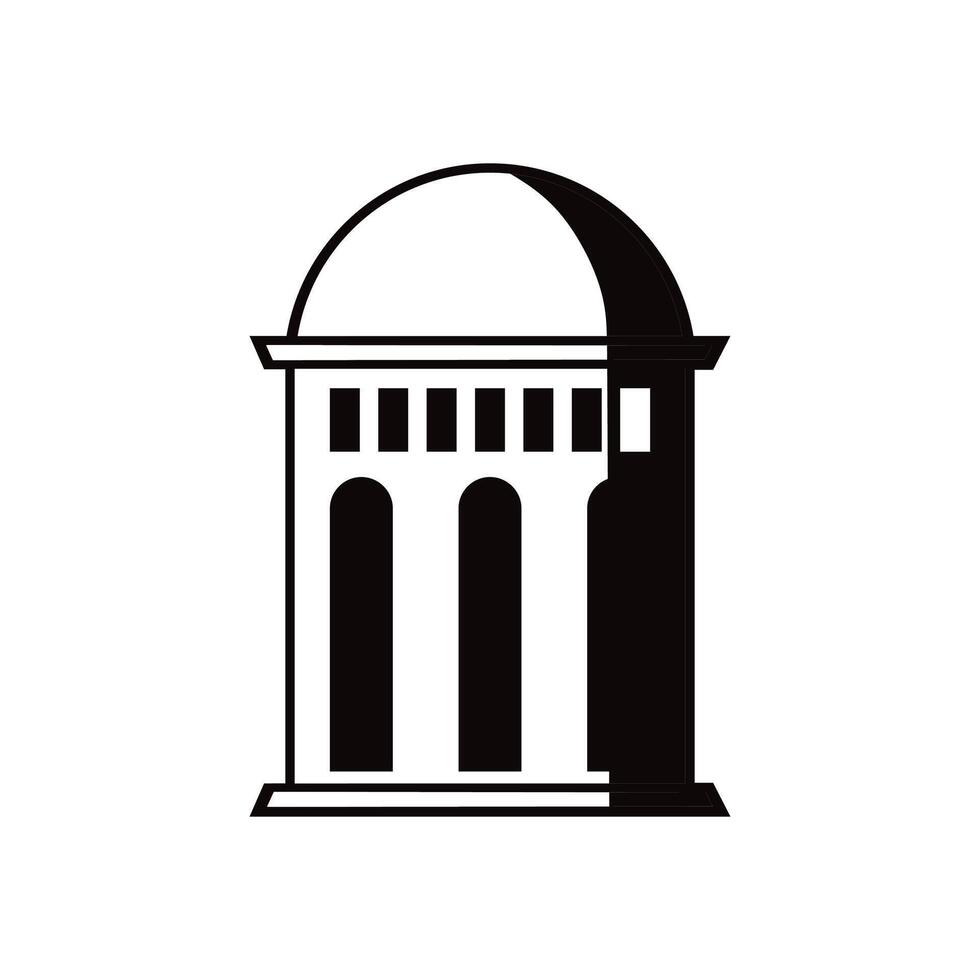 A black and white logo of a building with a dome vector