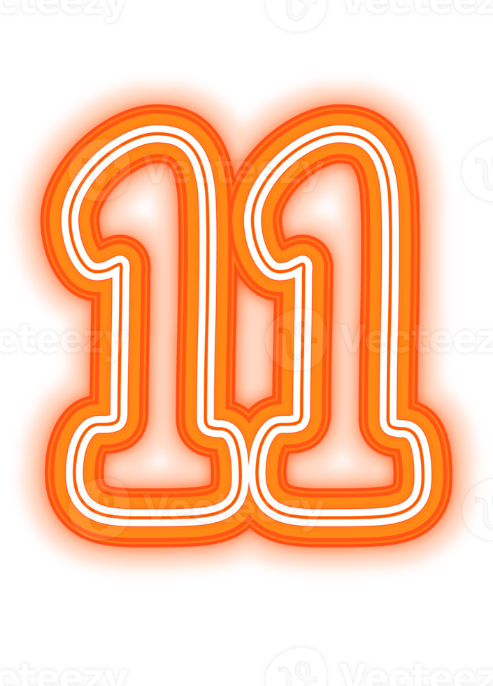 Neon Orange Number 11 png
