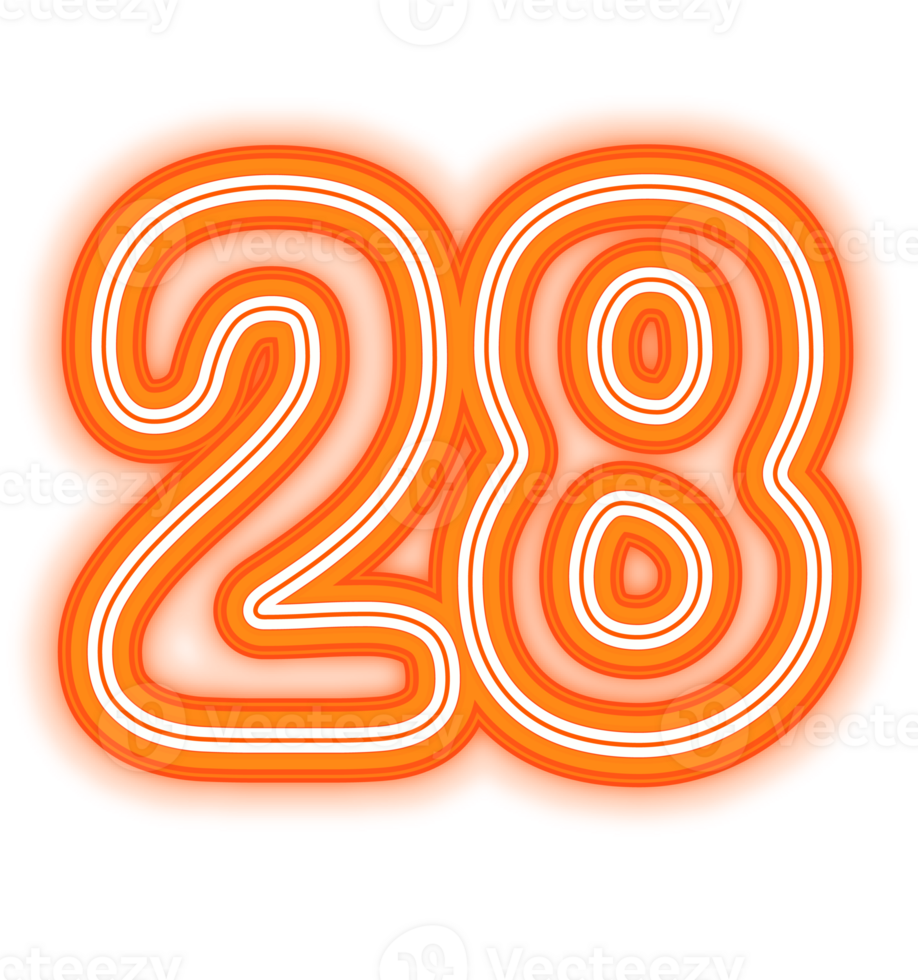 Neon Orange Number 28 57181466 PNG