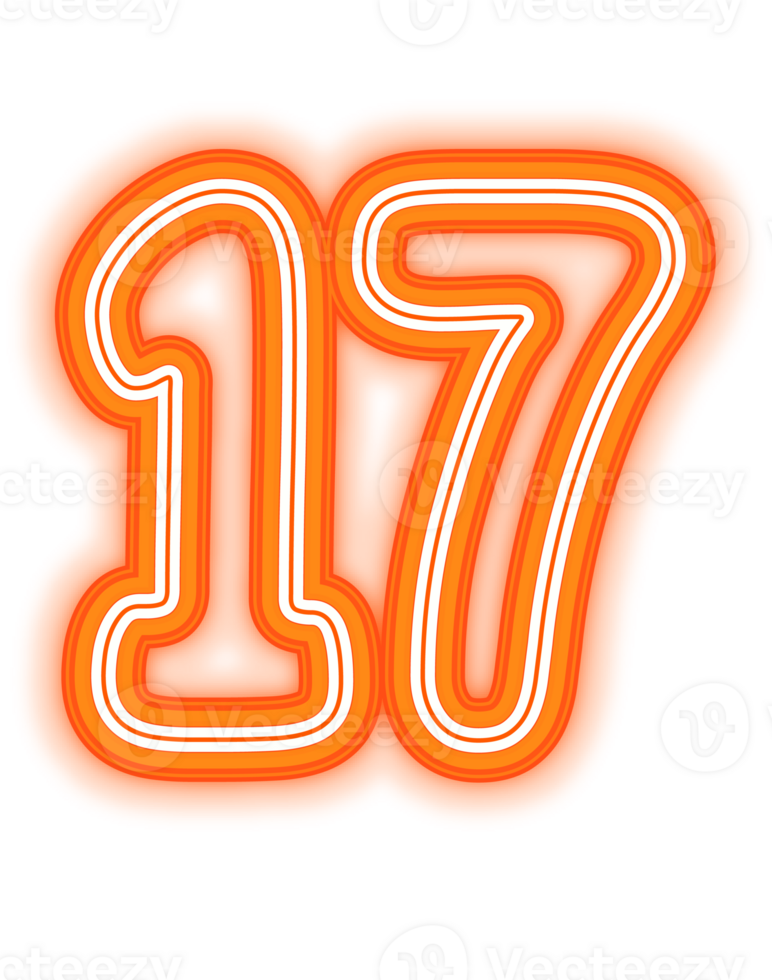 Neon Orange Number 17 png