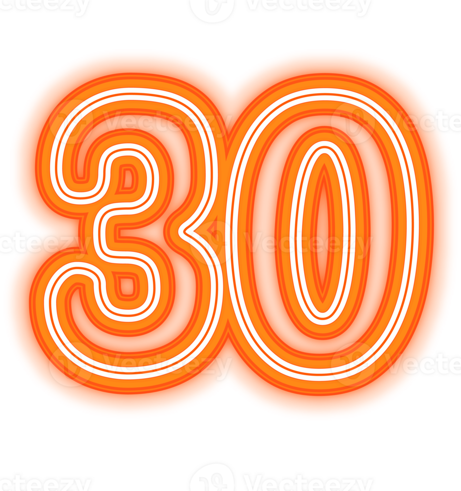 Neon Orange Number 30 png