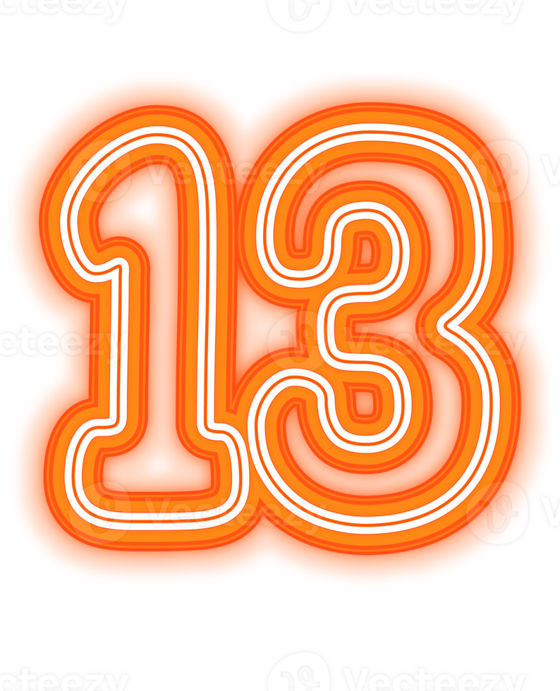 Neon Orange Number 13 png