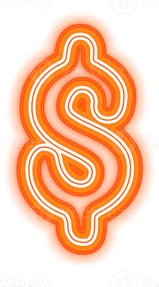 Neon Orange Dollar Symbol png