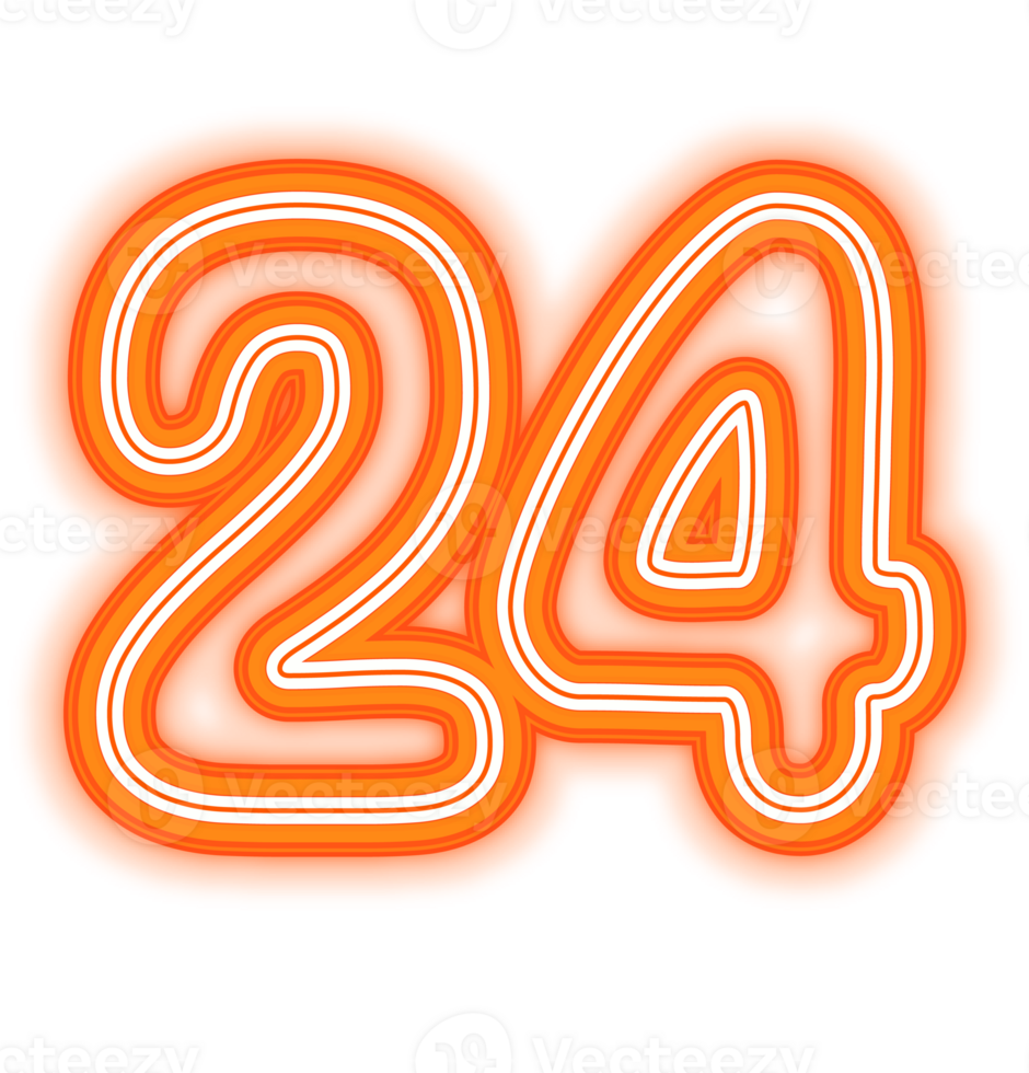 Neon Orange Number 24 png