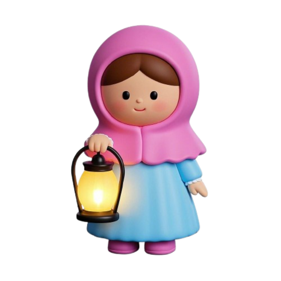 A toy figurine of a little girl holding a lantern png
