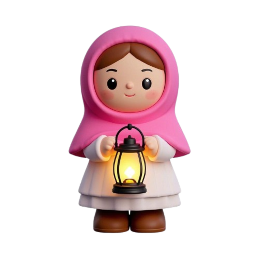 A figurine of a girl holding a lantern png