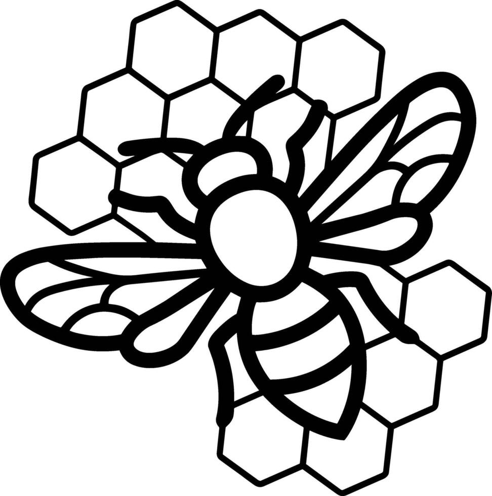 Bee Silhouette with Honeycomb vector
