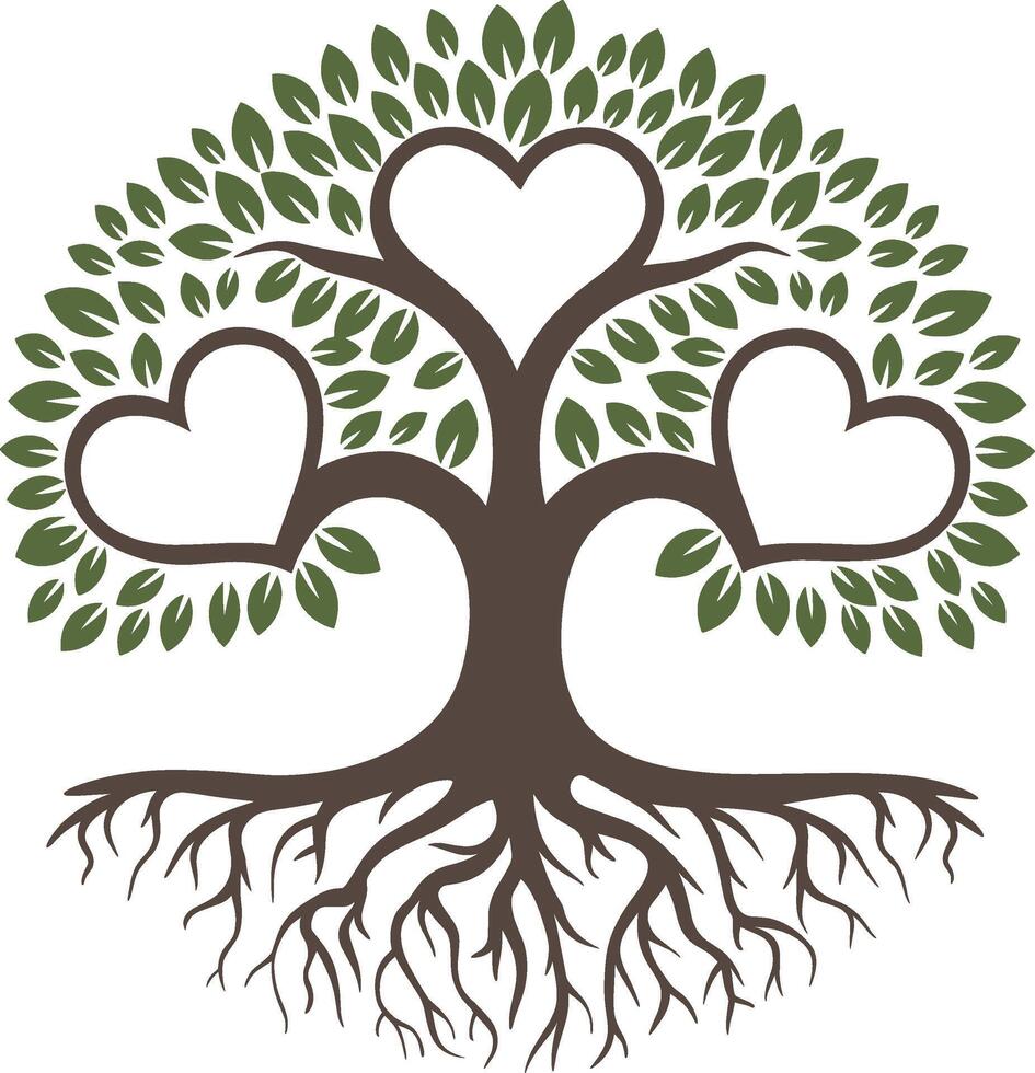 Family Tree with Heart Branches and Roots vector