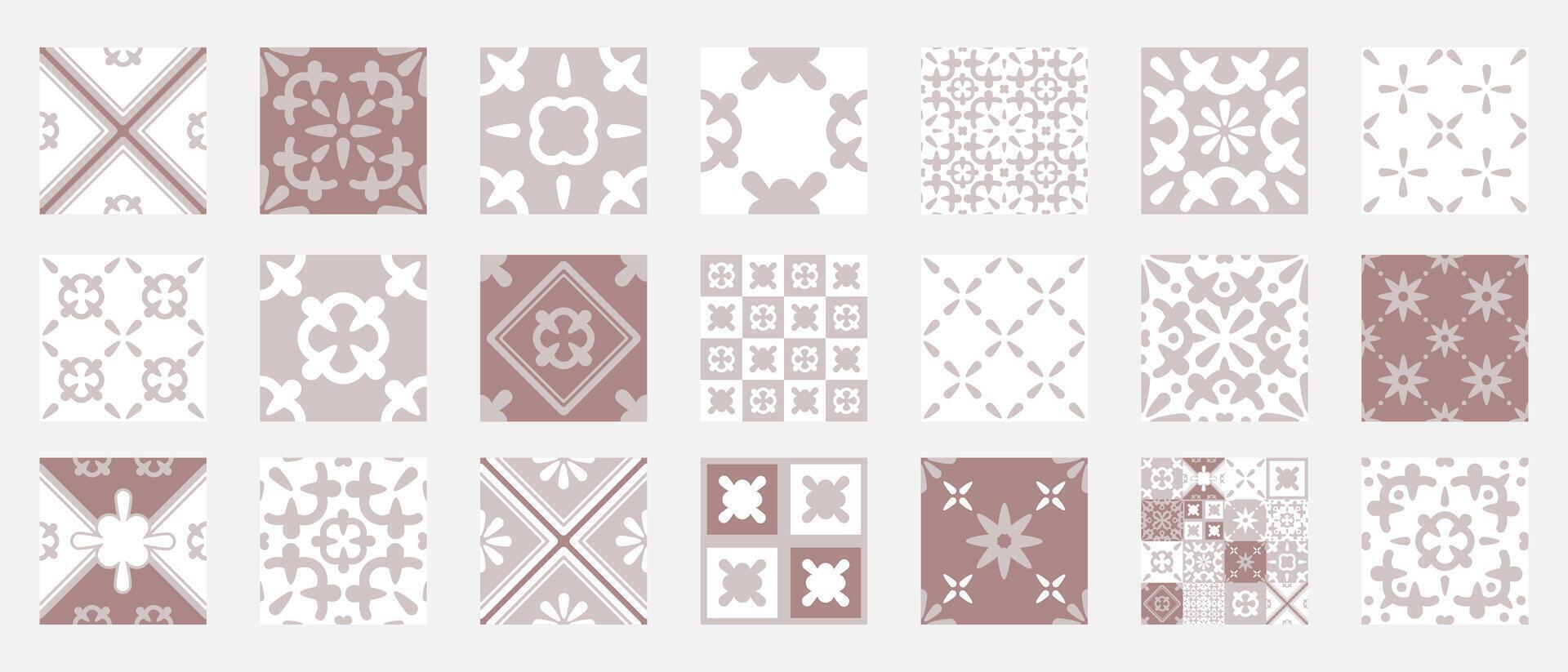 Traditional Portuguese Azulejo Tile Patterns Set vector
