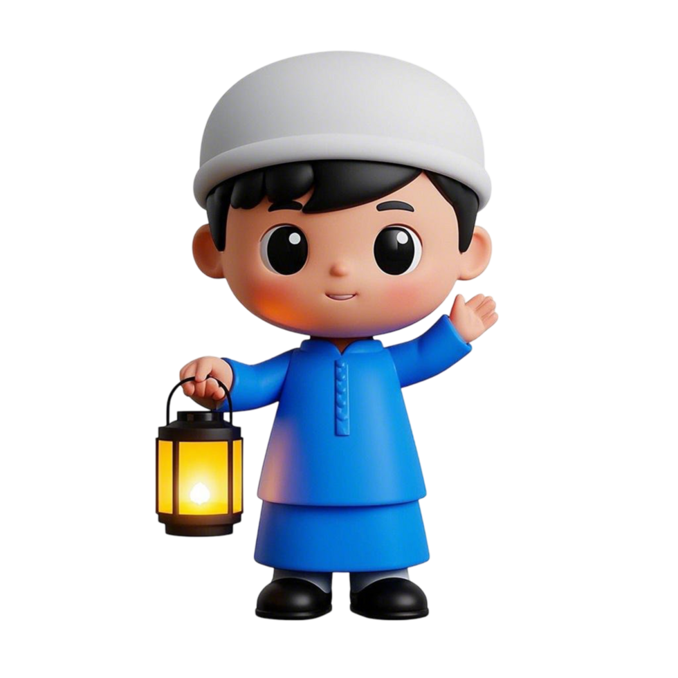 A figurine of a boy holding a lantern png