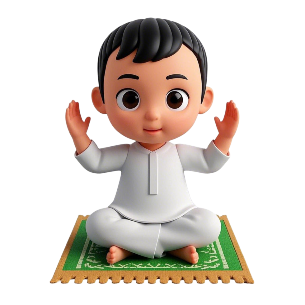 A little boy in a white outfit sitting on a rug png