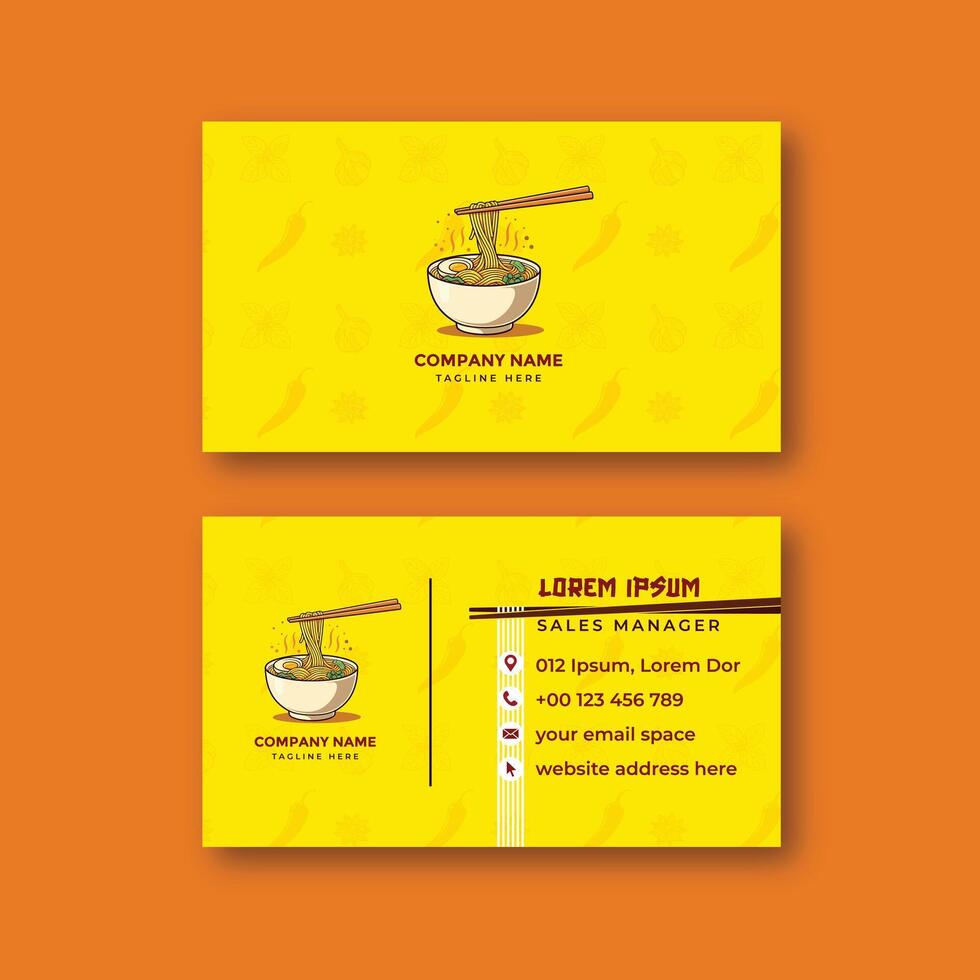 Noodles business card design vector
