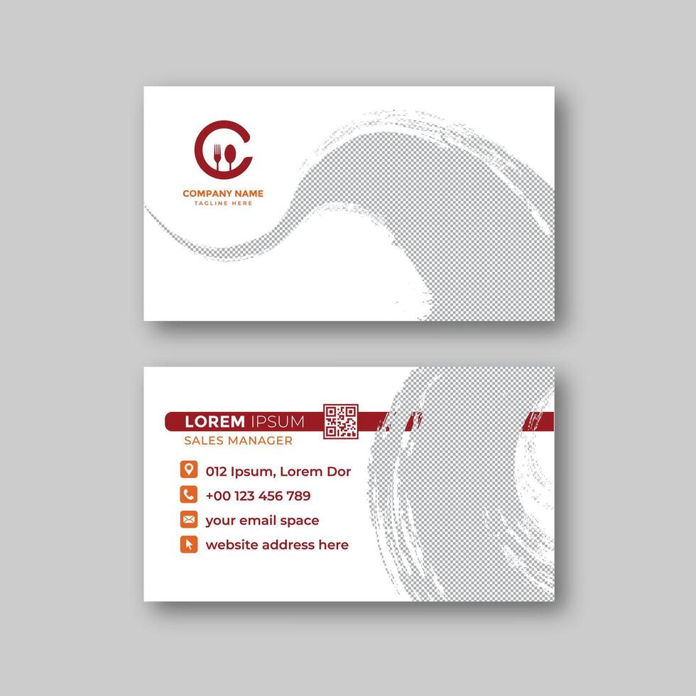 Brush stroke food business card template vector