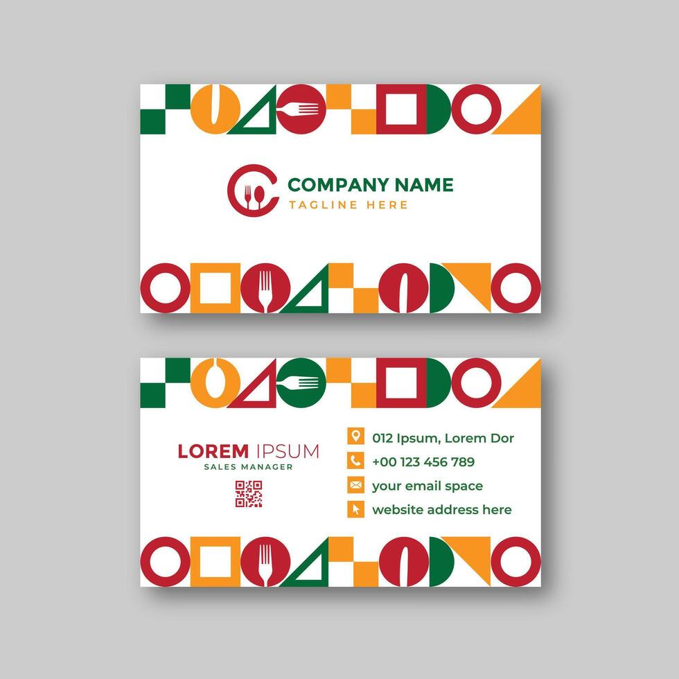 Abstract pattern food business card template vector
