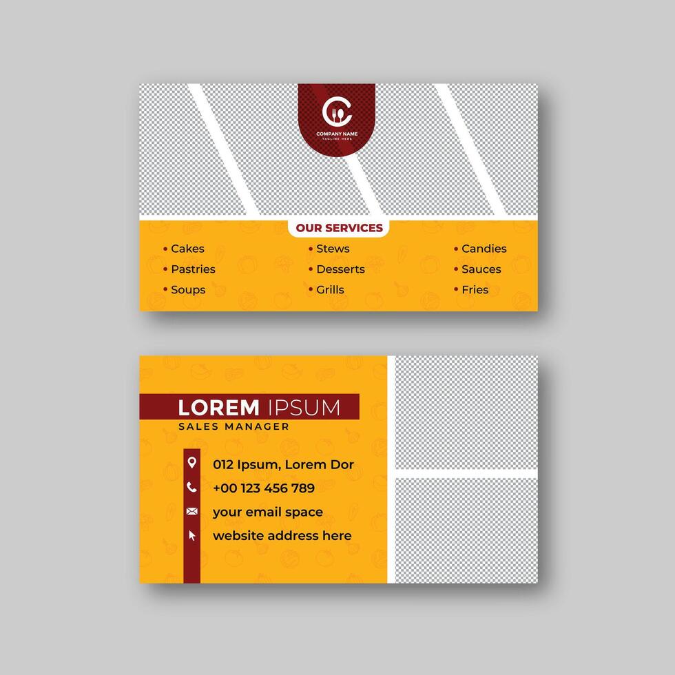 Elegant red and yellow food business card template vector