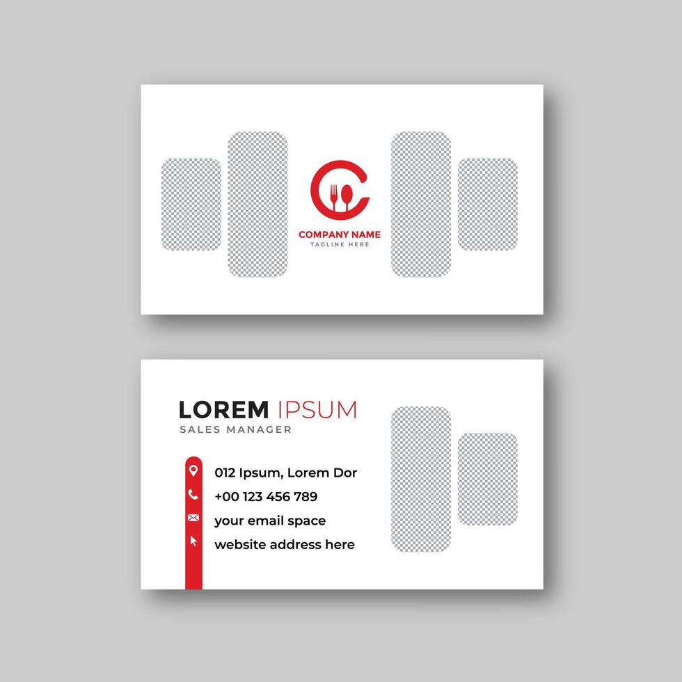 Modern minimalist food business card template design vector