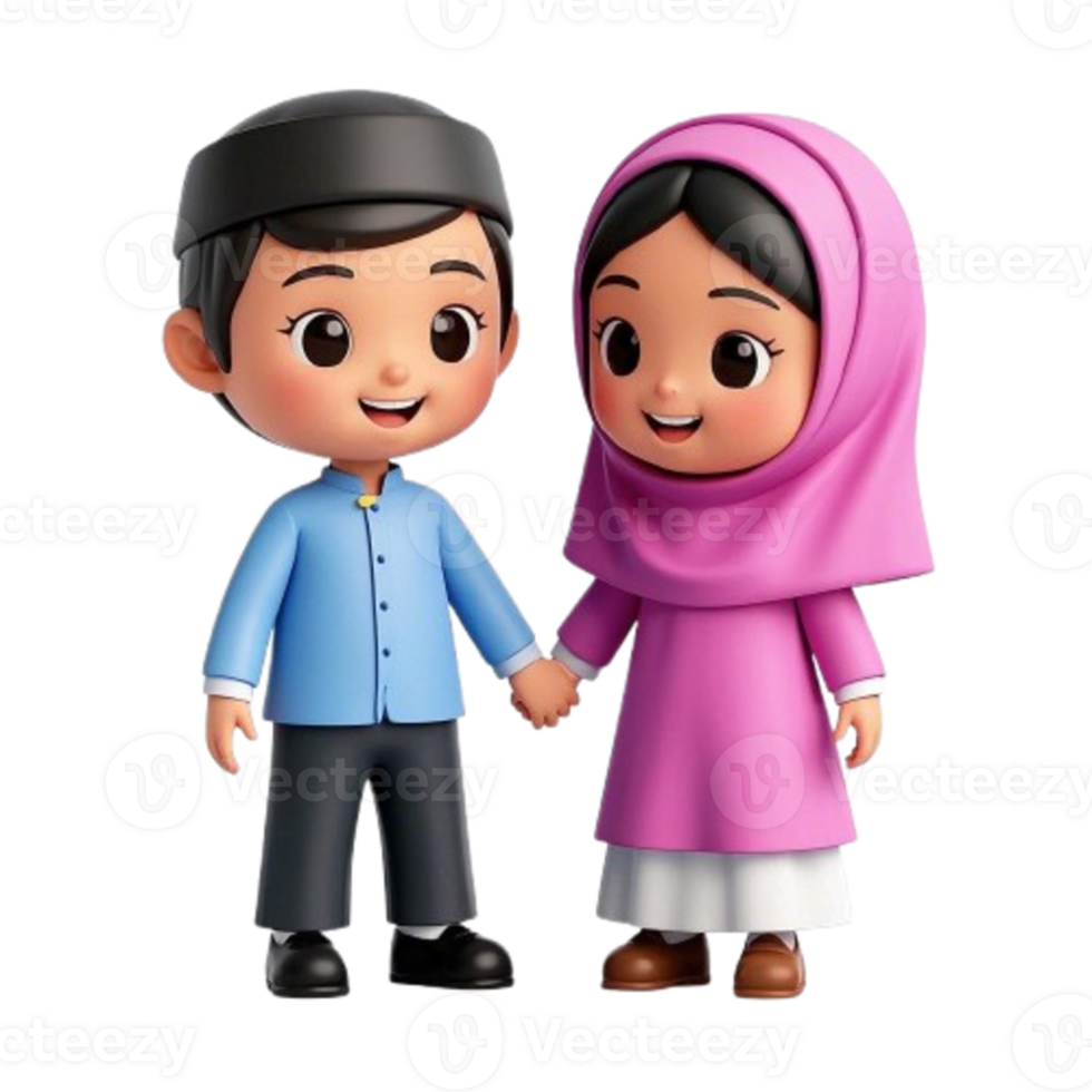 A cartoon couple holding hands png