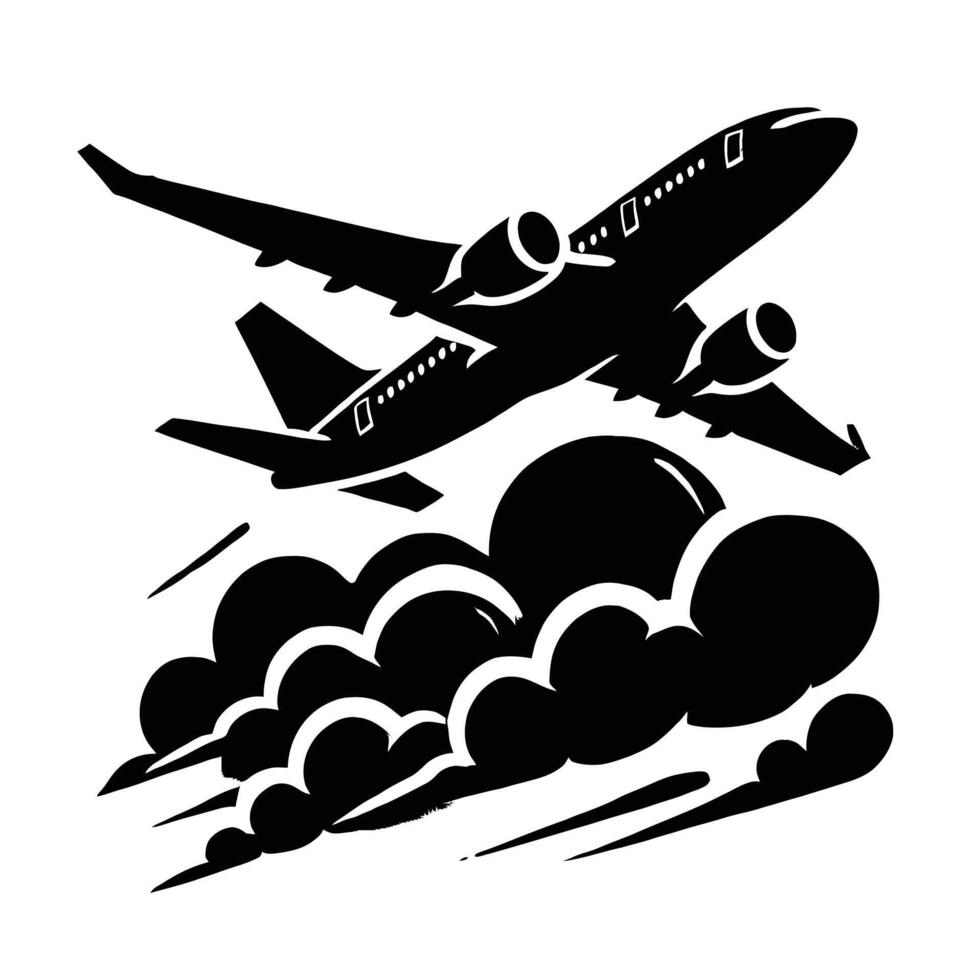 Airplane flying in the clouds vector