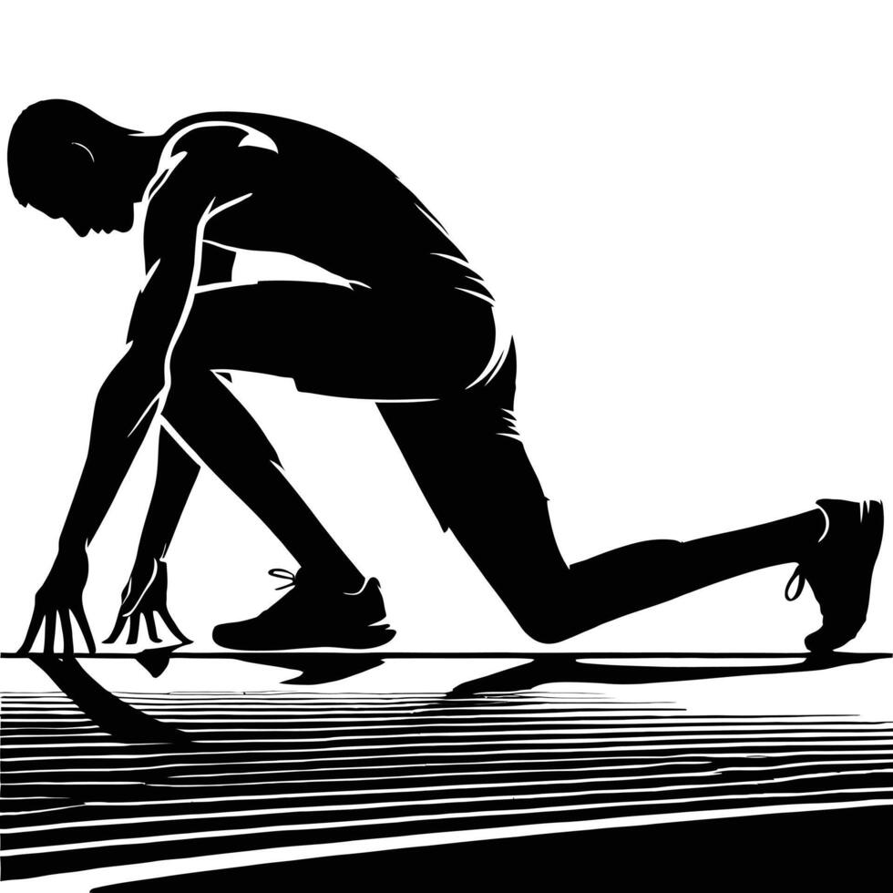 A man is running on a track in silhouette vector