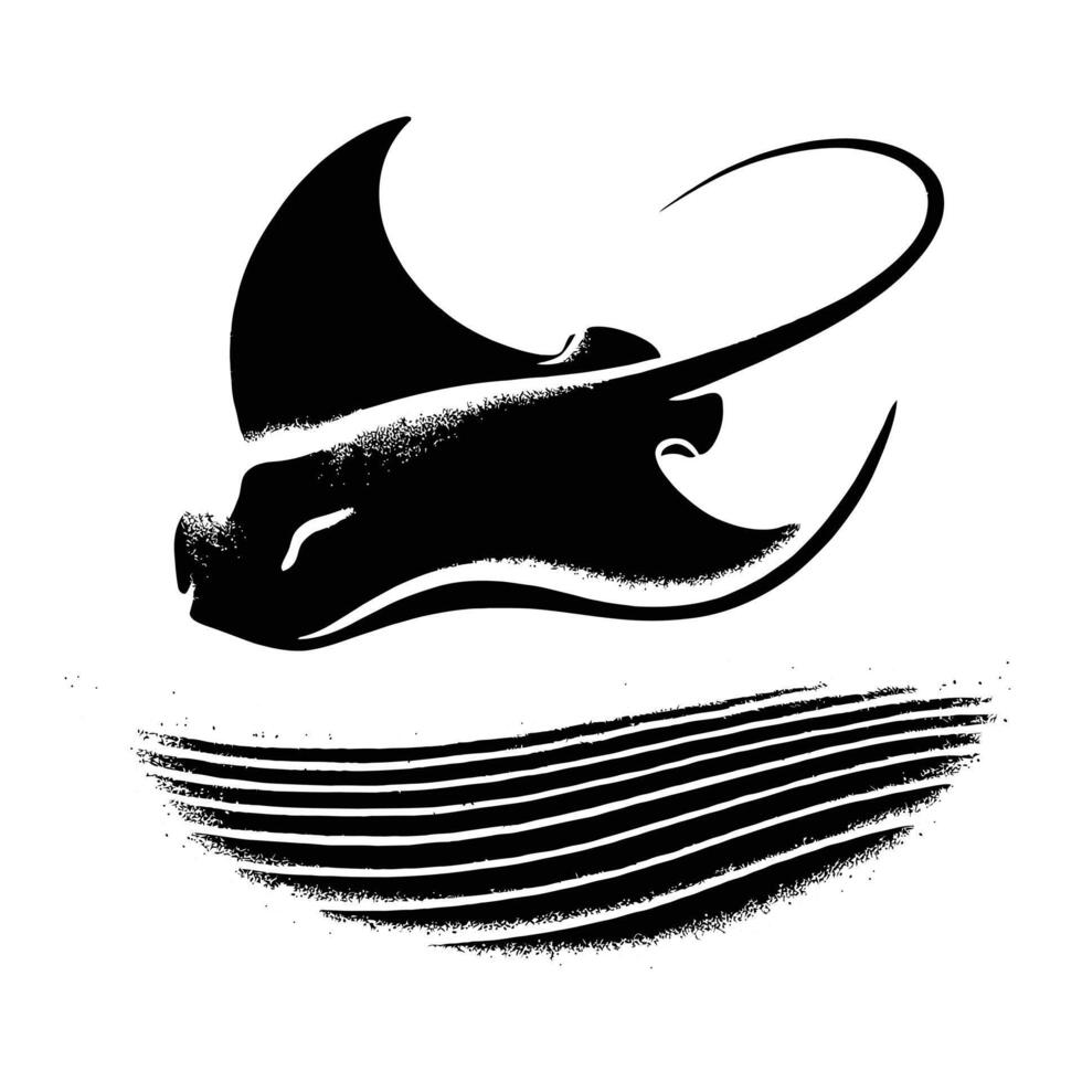 A black and white logo of a stingray vector