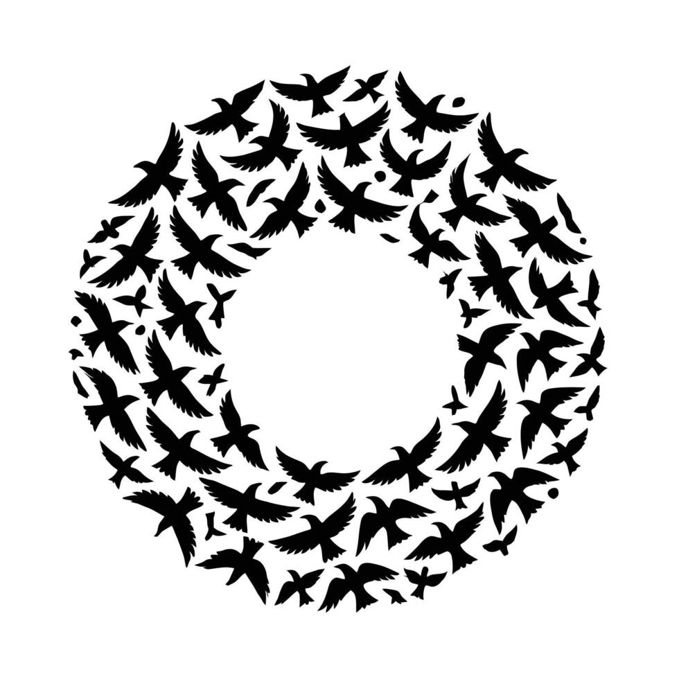 Birds flying in circle vector