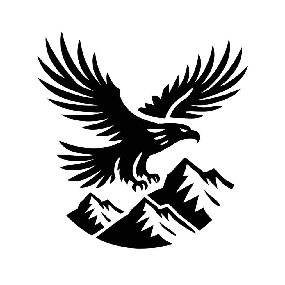 Eagle flying over mountains illustration vector