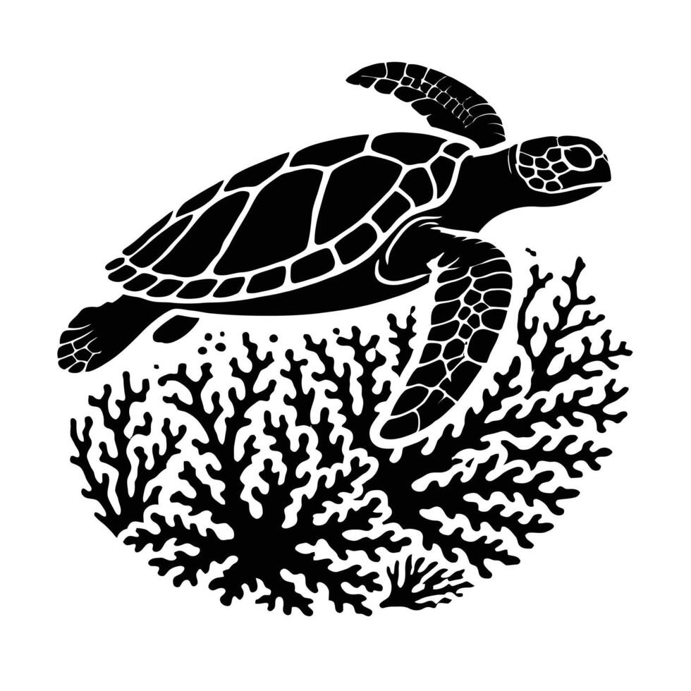 Sea turtle silhouette vector