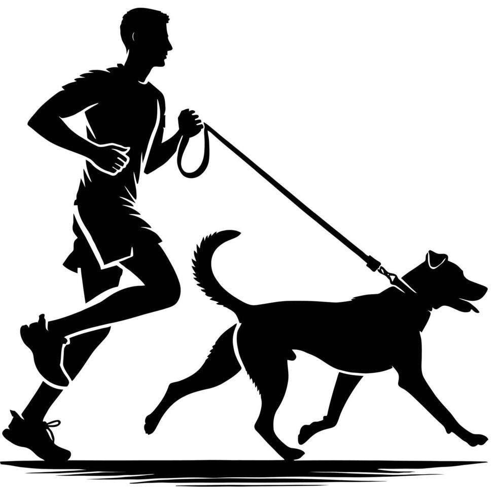 A man jogging with his dog vector